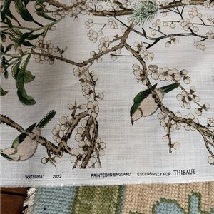 Thibaut 'Katsura' Fabric in Green and white